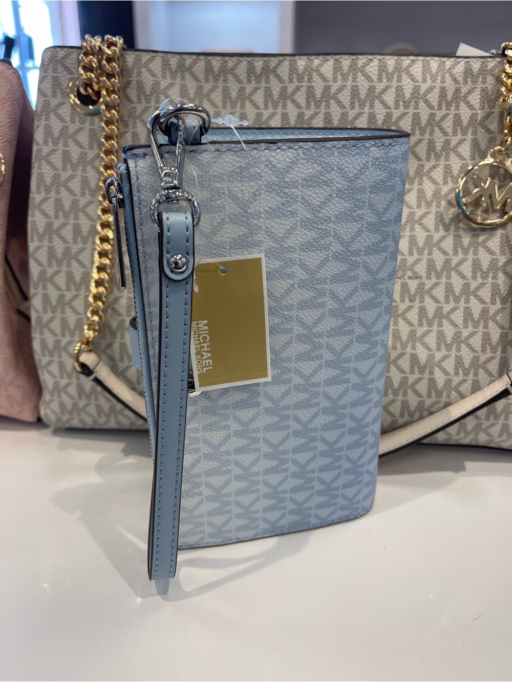 MICHAEL KORS Jet Set Large Double Zip Ombré Signature Logo Wristlet Phone Holder - Picture 5 of 16